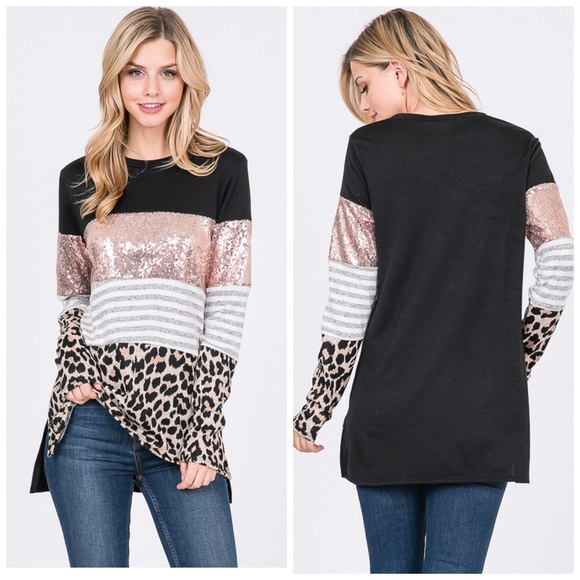 🛍LAST 1! ! Blush Sequin Color Block Sweatshirt! - Picture 6 of 6